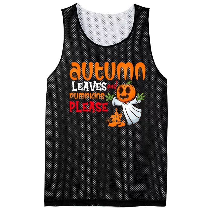 Autumn Leaves And Pumpkins Please Mesh Reversible Basketball Jersey Tank