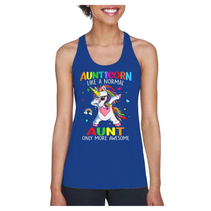 Aunticorn Like An Aunt Only Awesome Dabbing Unicorn Gift Women's Racerback Tank