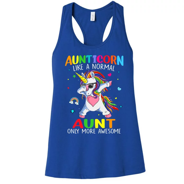 Aunticorn Like An Aunt Only Awesome Dabbing Unicorn Gift Women's Racerback Tank