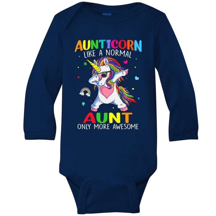 Aunticorn Like An Aunt Only Awesome Dabbing Unicorn Gift Baby Long Sleeve Bodysuit