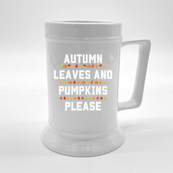 Autumn Leaves And Pumpkins Please Fall Season Front & Back Beer Stein