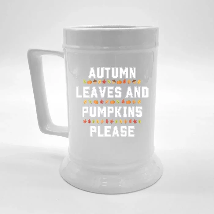 Autumn Leaves And Pumpkins Please Fall Season Front & Back Beer Stein