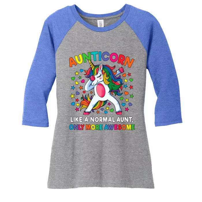 Aunticorn Like An Aunt Only Awesome Dabbing Unicorn Meaningful Gift Women's Tri-Blend 3/4-Sleeve Raglan Shirt