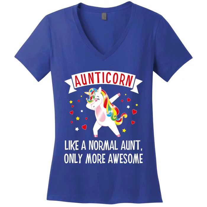 Aunticorn Like An Aunt Only More Awesome Tee Best Aunt Ever Cool Gift Women's V-Neck T-Shirt