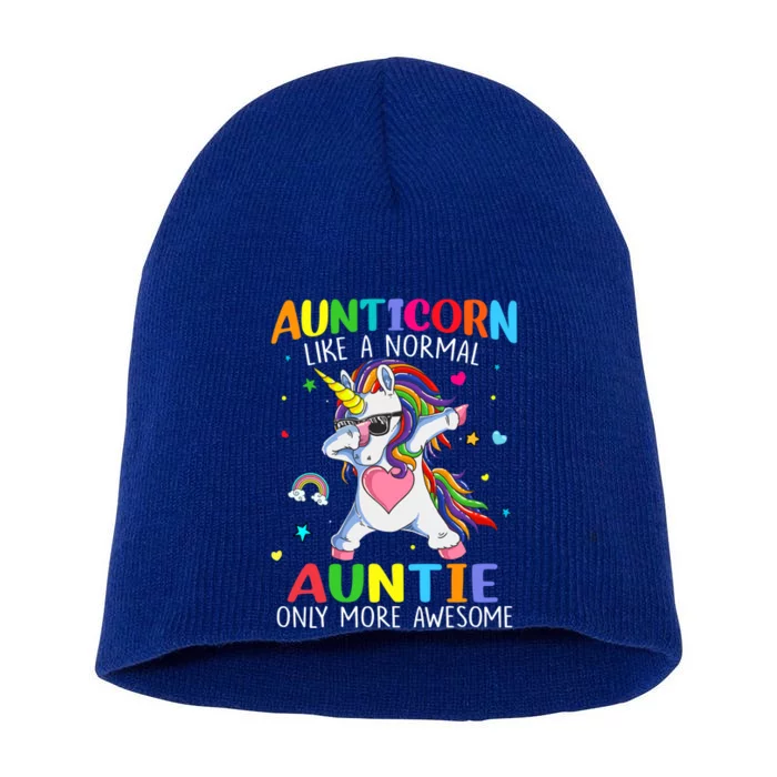 Aunticorn Like An Auntie Only Awesome Dabbing Unicorn Gift Short Acrylic Beanie