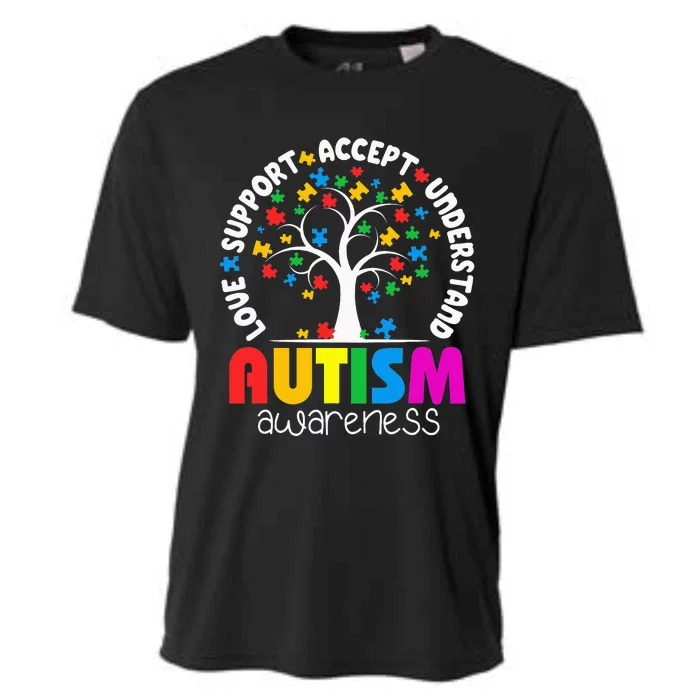 Autism Love Accept Support Autistic Awareness Cooling Performance Crew T-Shirt