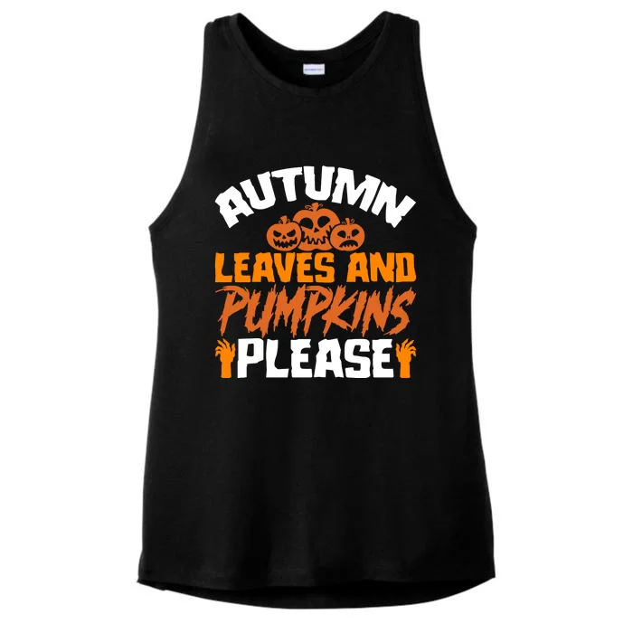 Autumn Leaves And Pumpkins Please Ladies Tri-Blend Wicking Tank