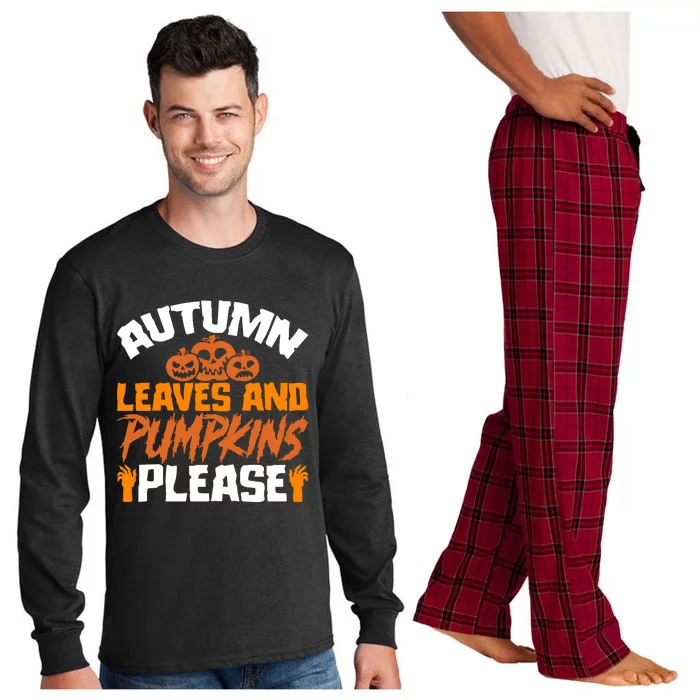 Autumn Leaves And Pumpkins Please Long Sleeve Pajama Set