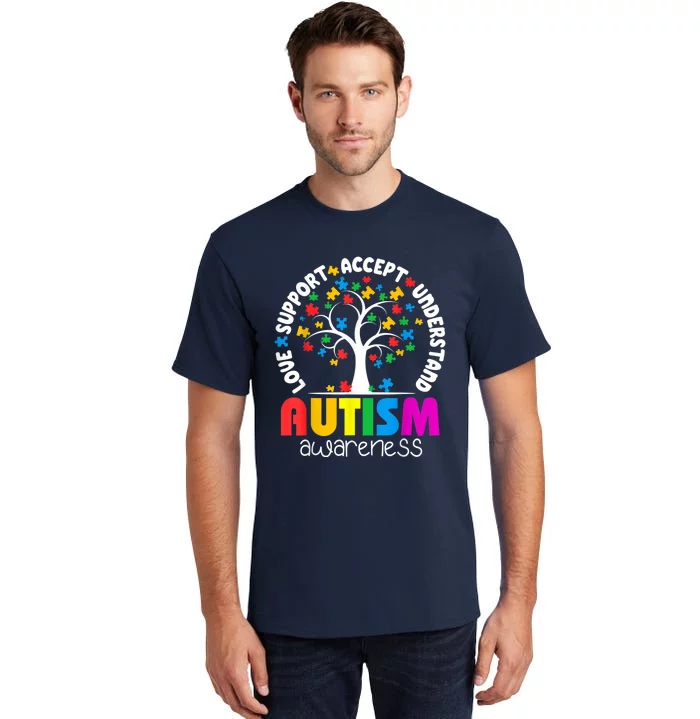 Autism Love Accept Support Autistic Autism Awareness Tall T-Shirt