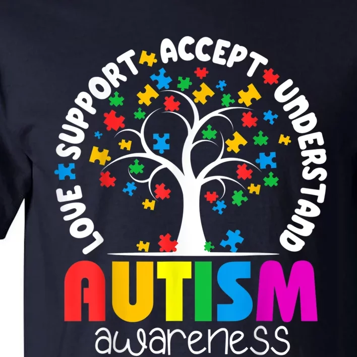 Autism Love Accept Support Autistic Autism Awareness Tall T-Shirt