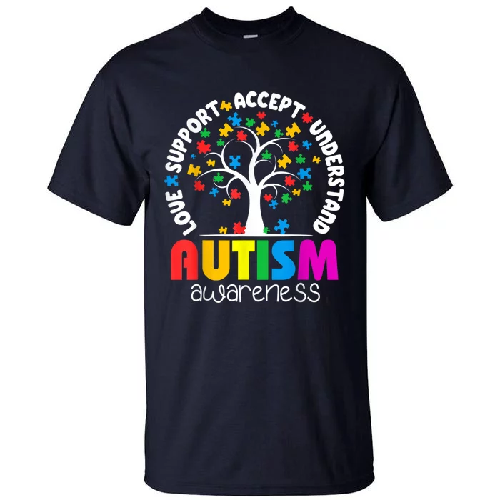 Autism Love Accept Support Autistic Autism Awareness Tall T-Shirt