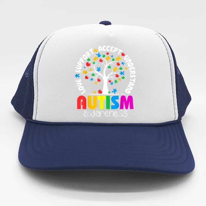 Autism Love Accept Support Autistic Autism Awareness Trucker Hat