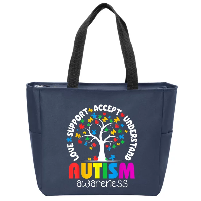 Autism Love Accept Support Autistic Autism Awareness Zip Tote Bag