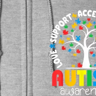 Autism Love Accept Support Autistic Autism Awareness Full Zip Hoodie