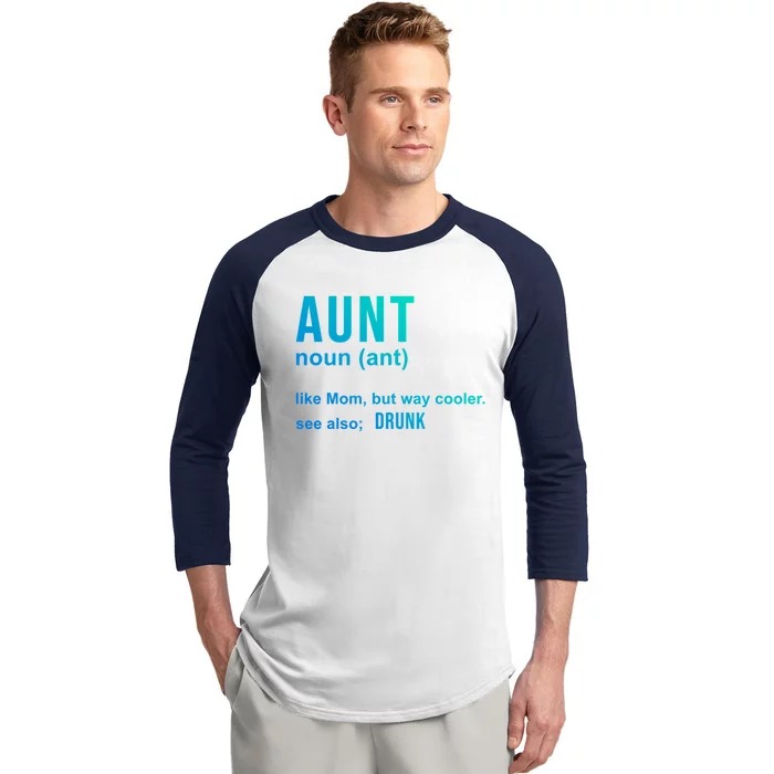 Aunt Like A Mom But Way Cooler Funny Auntie Funny Gift / Joke Gag Gift Baseball Sleeve Shirt