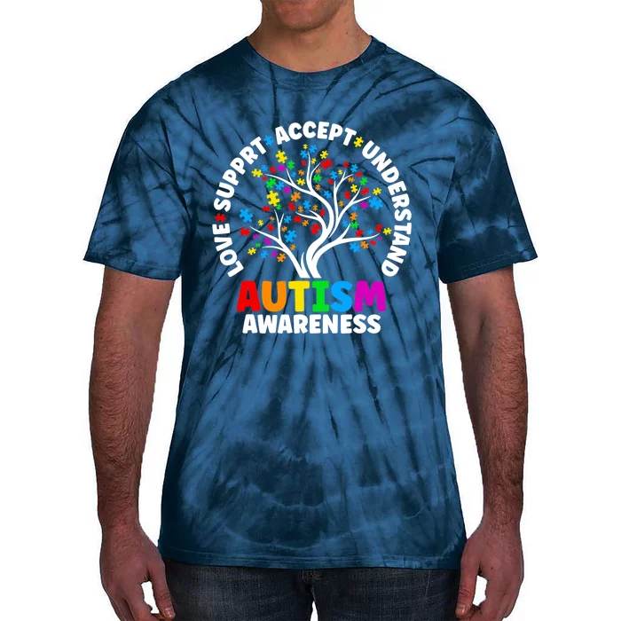 Autism Love Accept Support Autistic Autism Awareness Tie-Dye T-Shirt