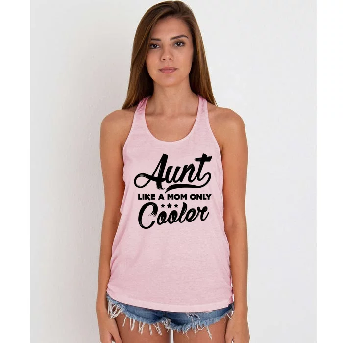 Aunt Like A Mom Only Cooler Auntie Mothers Day Gift Women's Knotted Racerback Tank