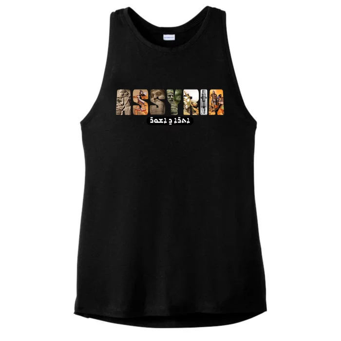 Assyria Land Assyrian Flag Assyrian Winged Bull Lamassu Funny Gift Ladies Tri-Blend Wicking Tank