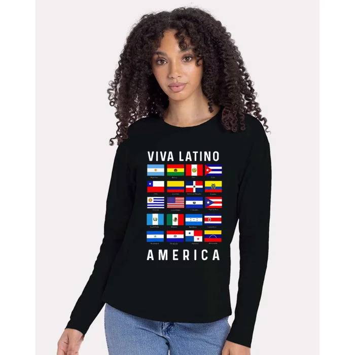 All Latin American Flags Countries Viva Latino America Womens Cotton Relaxed Long Sleeve T-Shirt