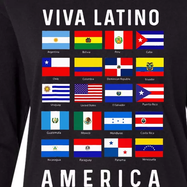 All Latin American Flags Countries Viva Latino America Womens Cotton Relaxed Long Sleeve T-Shirt