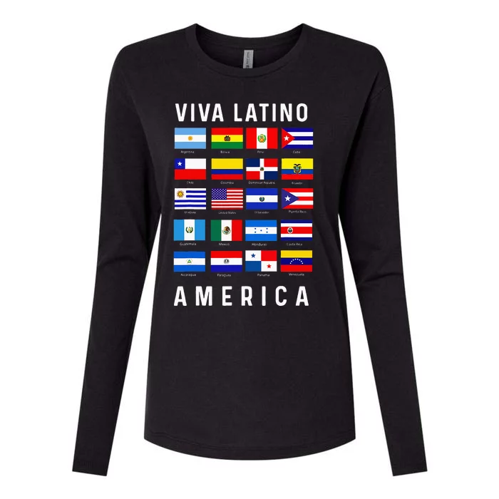 All Latin American Flags Countries Viva Latino America Womens Cotton Relaxed Long Sleeve T-Shirt