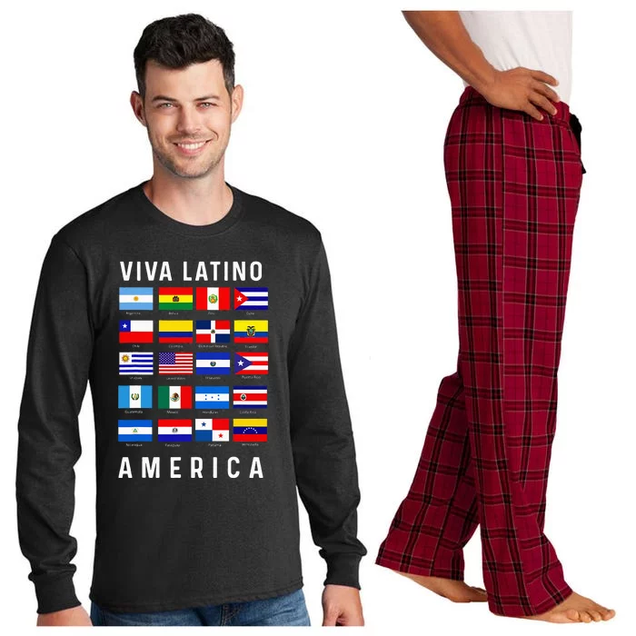 All Latin American Flags Countries Viva Latino America Long Sleeve Pajama Set