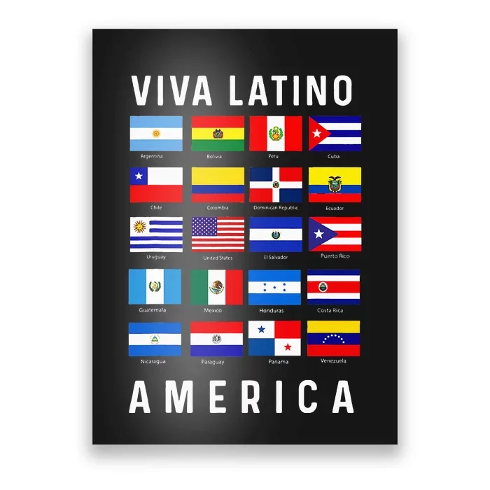 All Latin American Flags Countries Viva Latino America Poster