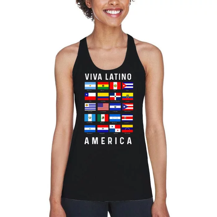 All Latin American Flags Countries Viva Latino America Women's Racerback Tank