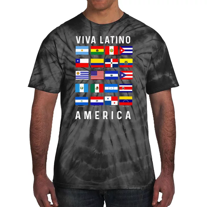 All Latin American Flags Countries Viva Latino America Tie-Dye T-Shirt