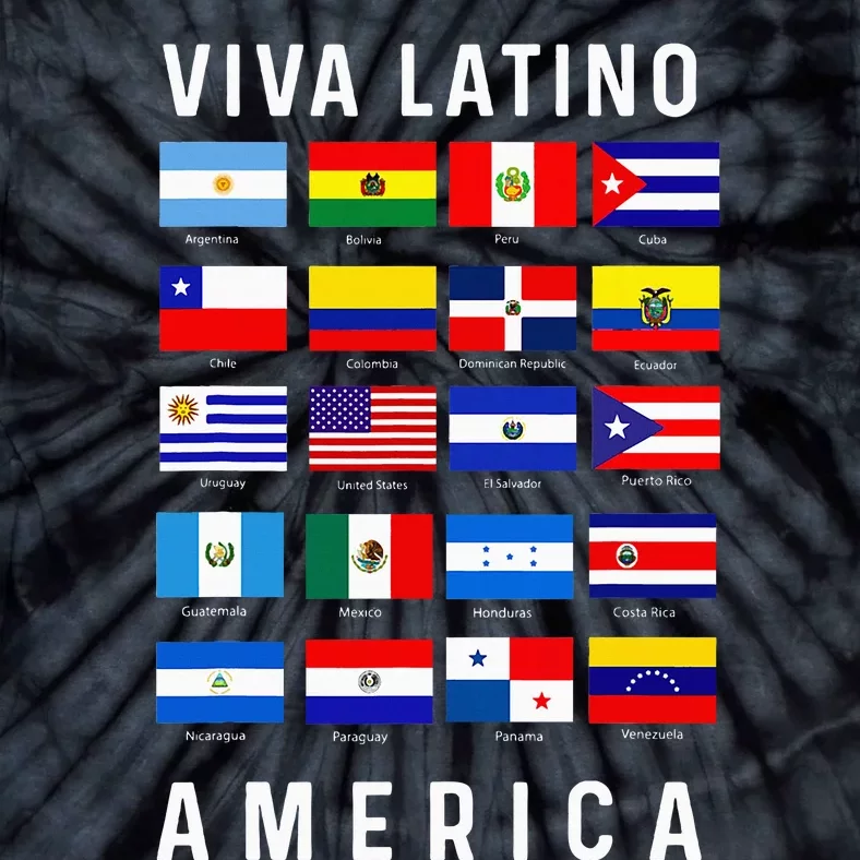 All Latin American Flags Countries Viva Latino America Tie-Dye T-Shirt