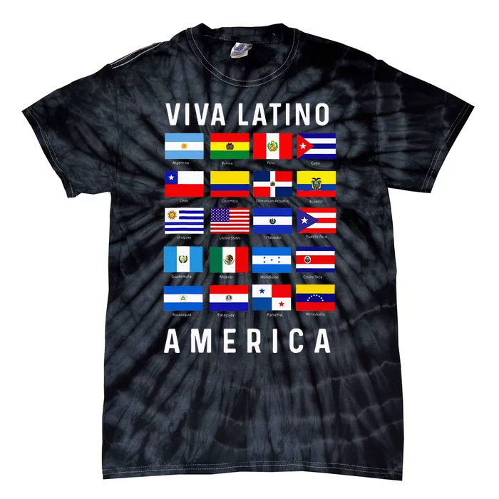 All Latin American Flags Countries Viva Latino America Tie-Dye T-Shirt