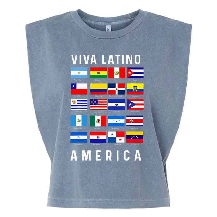 All Latin American Flags Countries Viva Latino America Garment-Dyed Women's Muscle Tee