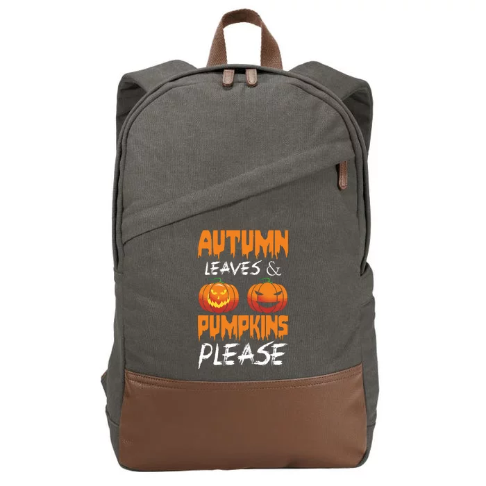 Autumn Leaves And Pumpkins Please Cotton Canvas Backpack