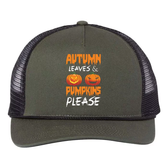 Autumn Leaves And Pumpkins Please Retro Rope Trucker Hat Cap