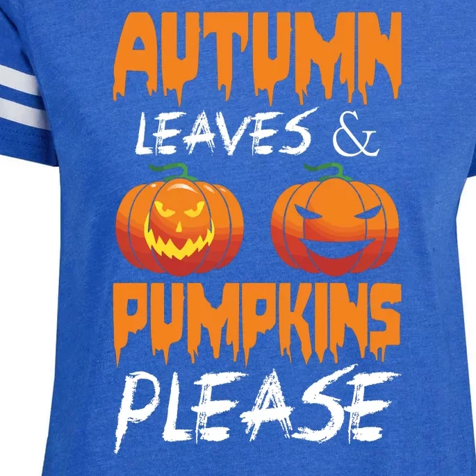 Autumn Leaves And Pumpkins Please Enza Ladies Jersey Football T-Shirt