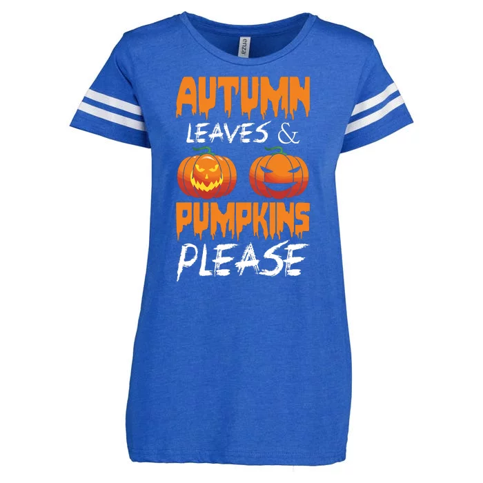 Autumn Leaves And Pumpkins Please Enza Ladies Jersey Football T-Shirt