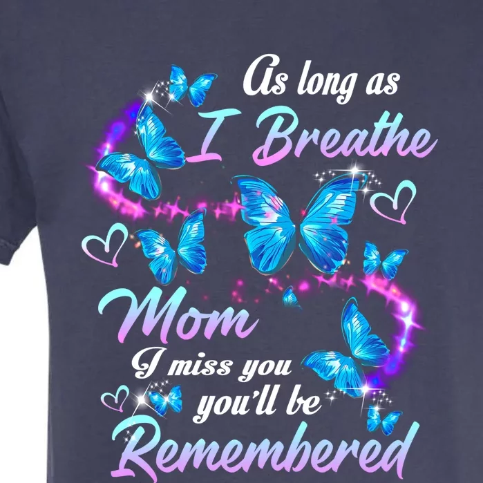 As Long As I Breathe My Mom I Miss Her You'll Be Remembered Gift Garment-Dyed Heavyweight T-Shirt