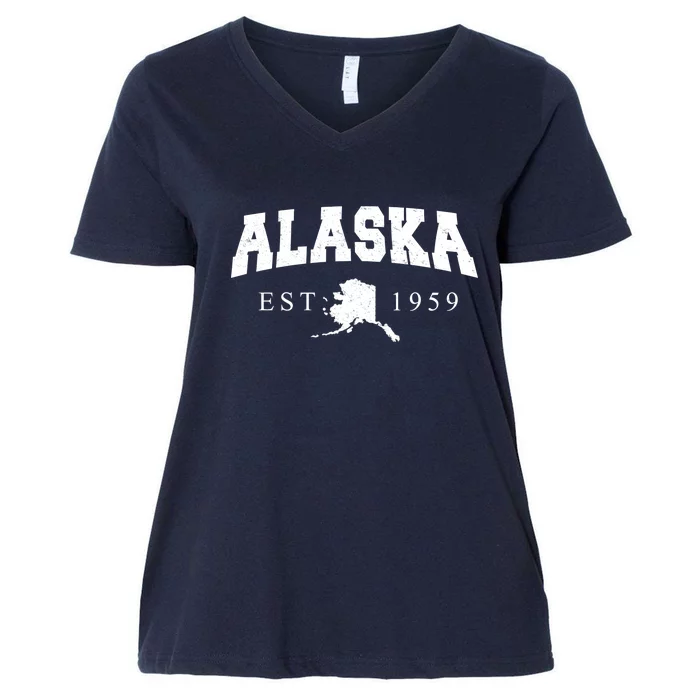 Alaska EST. 1959 Women's V-Neck Plus Size T-Shirt