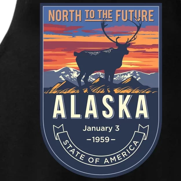 Alaska State Emblem Ladies Tri-Blend Wicking Tank