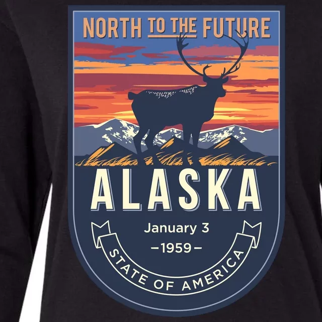 Alaska State Emblem Womens Cotton Relaxed Long Sleeve T-Shirt