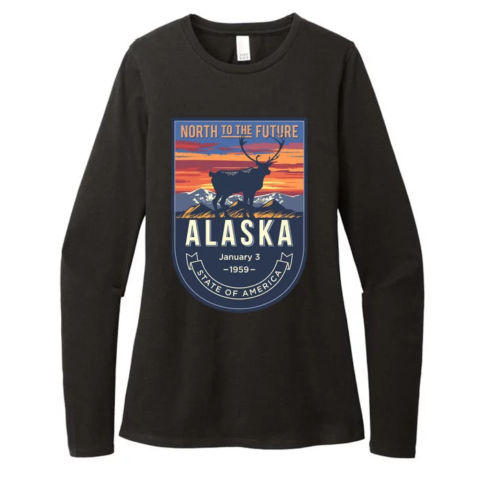 Alaska State Emblem Womens CVC Long Sleeve Shirt