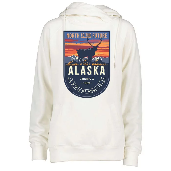 Alaska State Emblem Womens Funnel Neck Pullover Hood