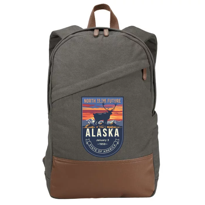 Alaska State Emblem Cotton Canvas Backpack