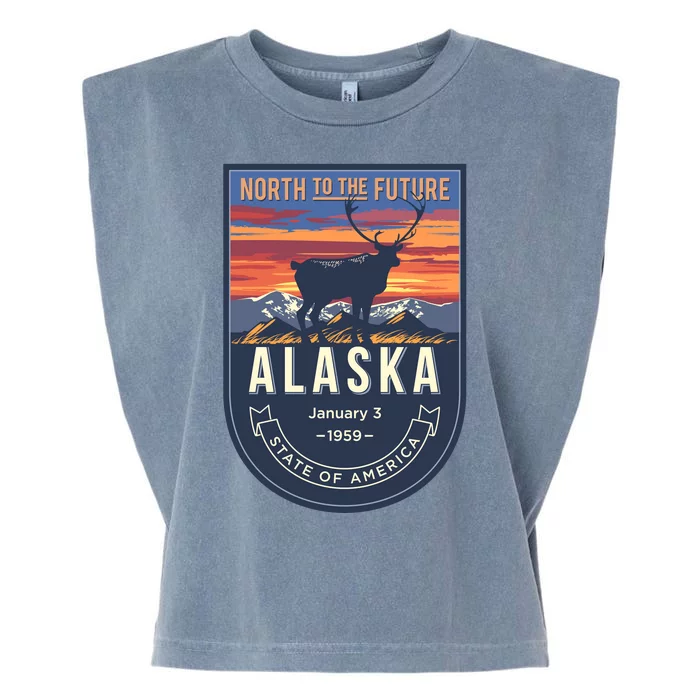 Alaska State Emblem Garment-Dyed Women's Muscle Tee