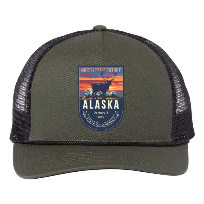 Alaska State Emblem Retro Rope Trucker Hat Cap