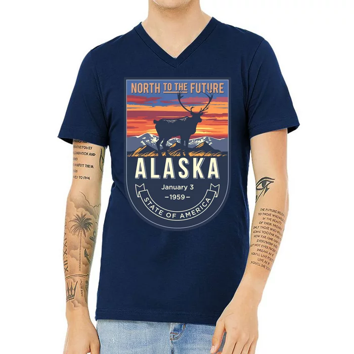 Alaska State Emblem V-Neck T-Shirt