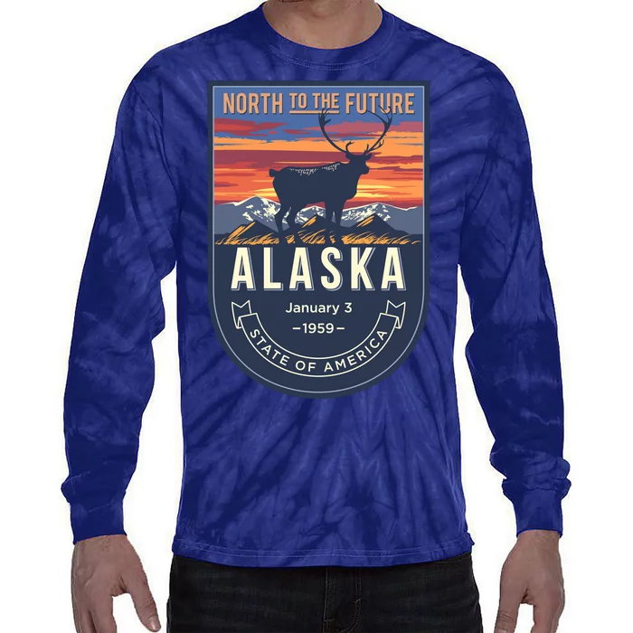 Alaska State Emblem Tie-Dye Long Sleeve Shirt