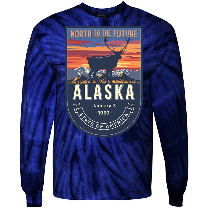 Alaska State Emblem Tie-Dye Long Sleeve Shirt