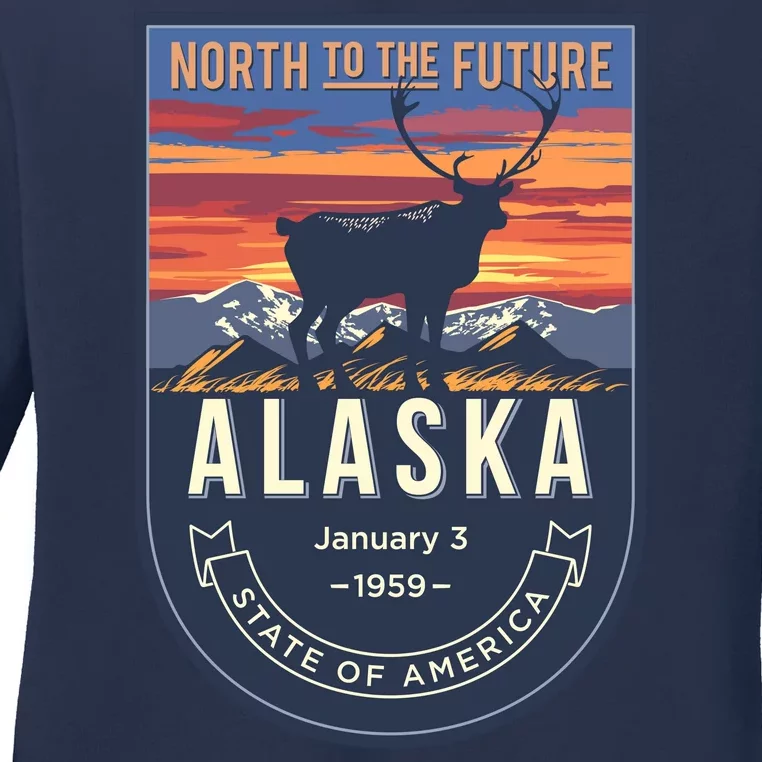 Alaska State Emblem Ladies Long Sleeve Shirt