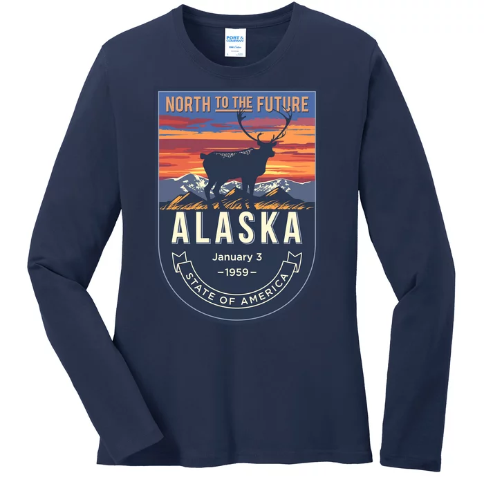 Alaska State Emblem Ladies Long Sleeve Shirt